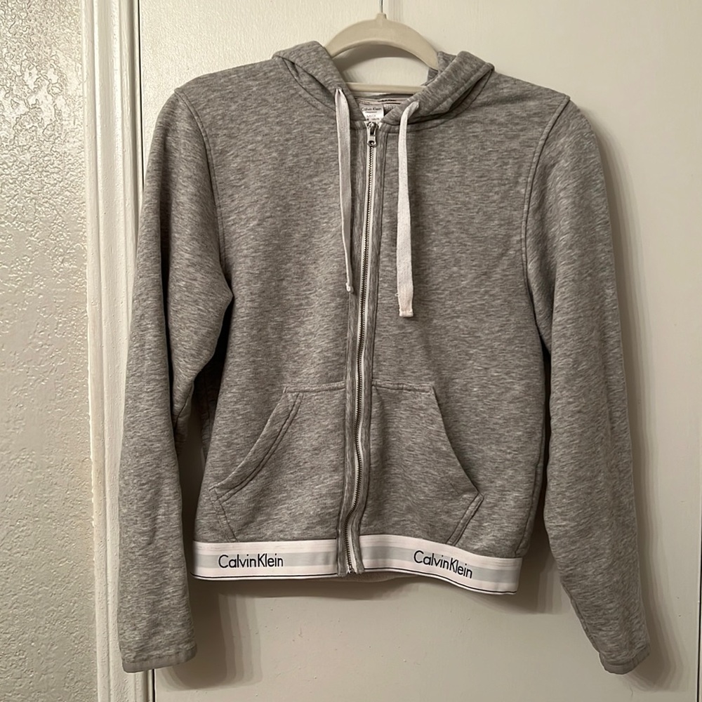 Very good condition Calvin klein women zip hoodie color in Grey size Small